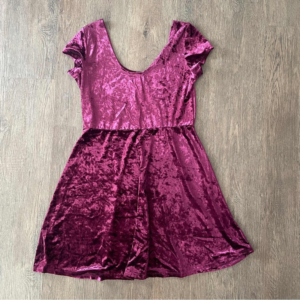 Rue21 Velvet Skater Dress in Berry